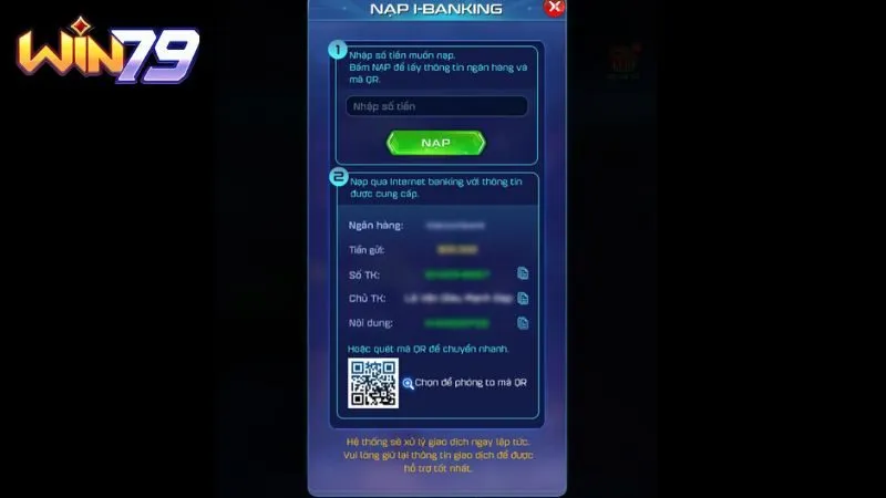 Mọi thao tác tài chính trên WIn79 đều được hướng dẫn chi tiết minh bạch từng bước